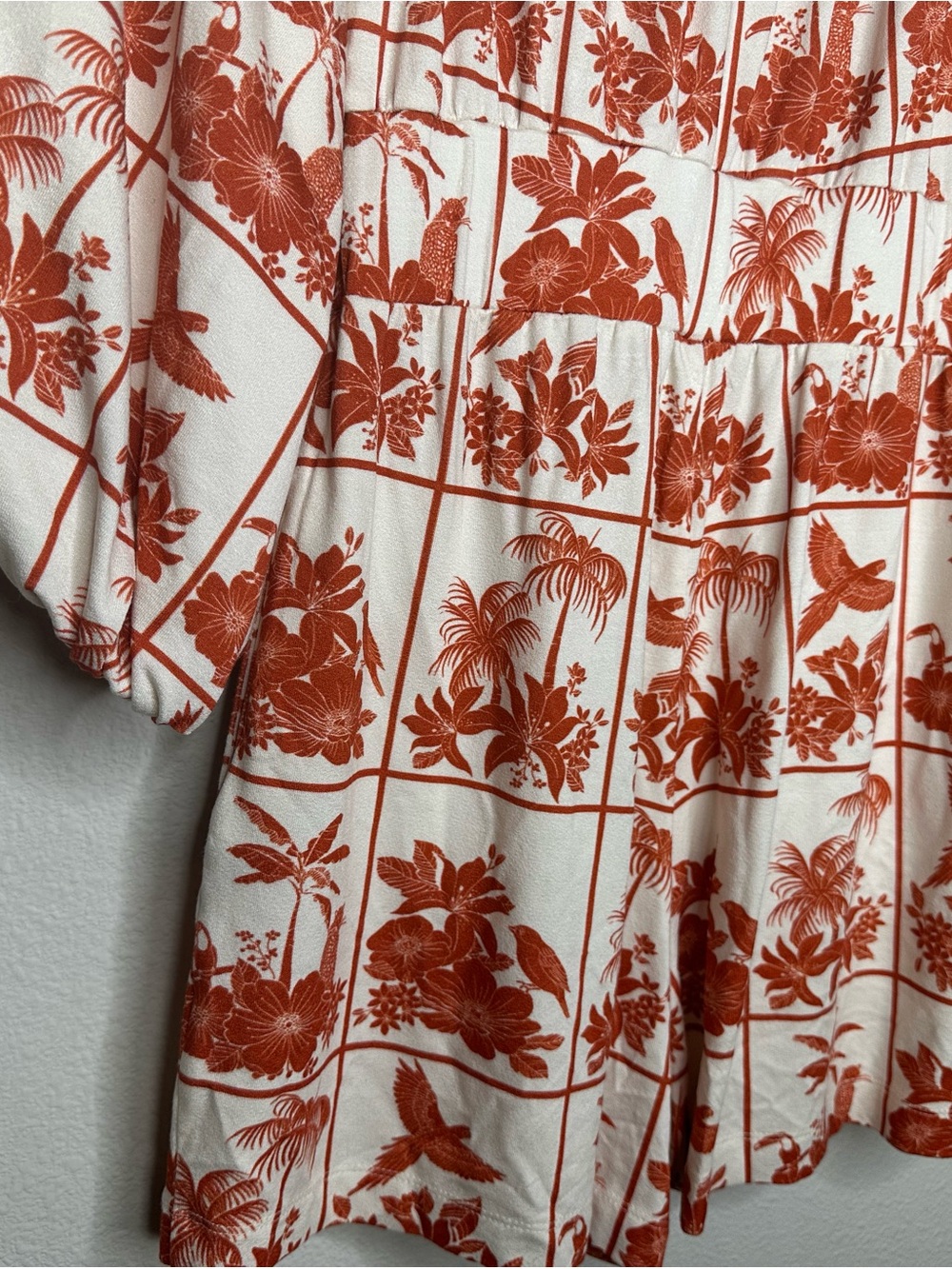 NWOT Farm Rio x Anthropologie Tropical Off Shoulder Romper XS Pocket Puff Sleeve - Picture 8 of 13